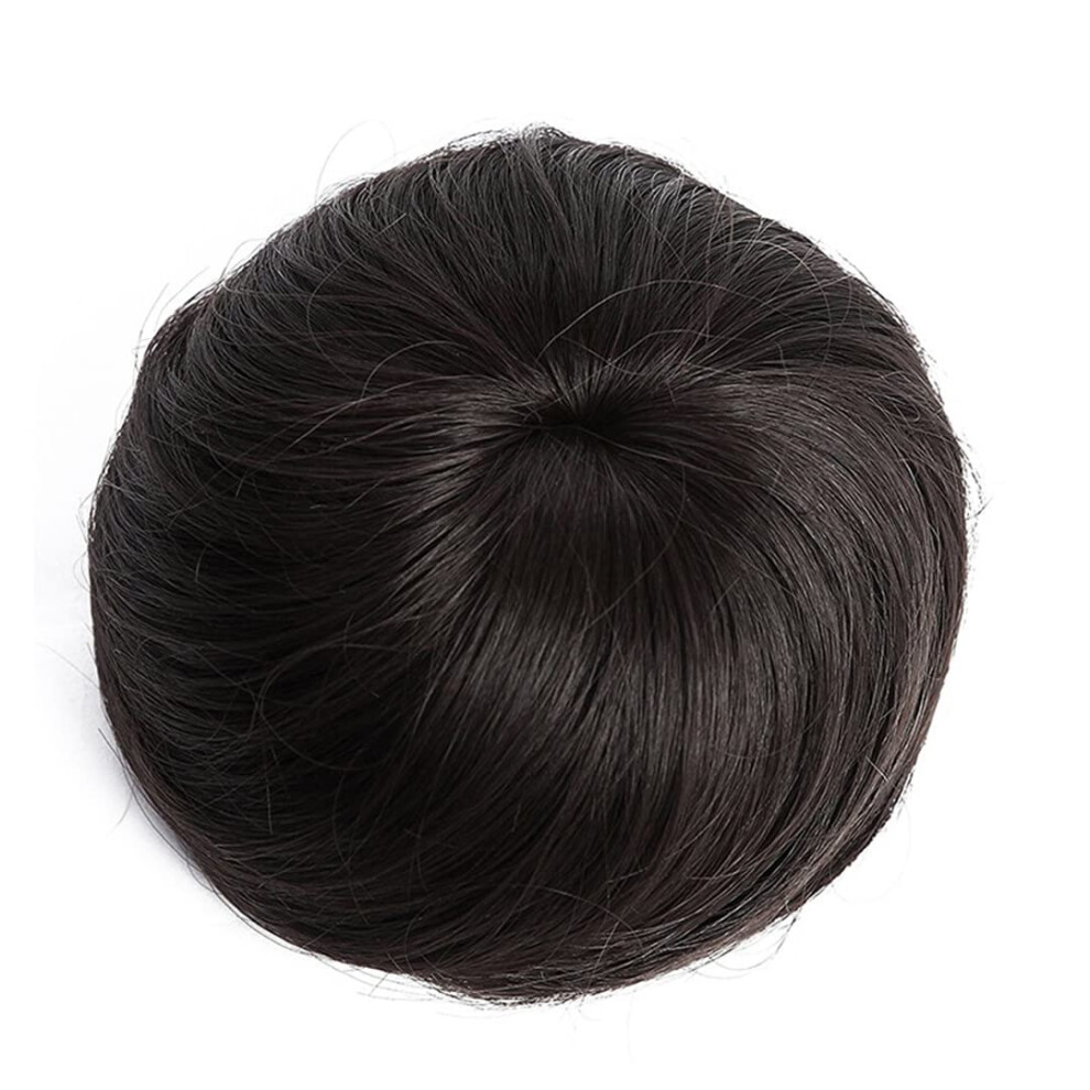 Synthetic Hair Bun Extension Clip for Women Black Brown, Instant Volume Boost, Natural Blend, HeatâResistant