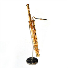 Miniature Bassoon Model 15cm Goldplated Elegant Finish Collectible Gift in Leather Box Decoration