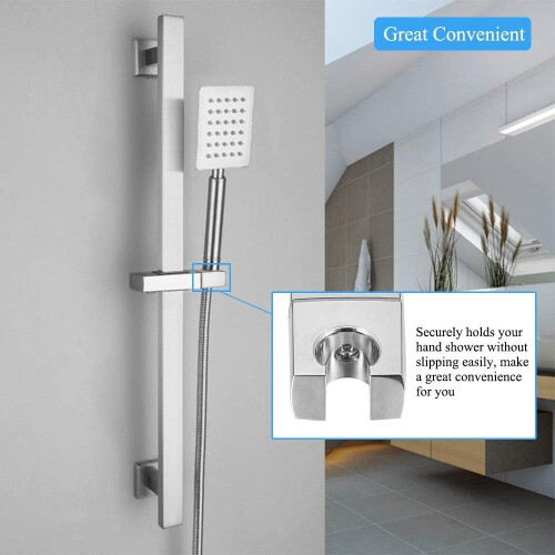 Adjustable Wall Mounted Shower Head Holder with 360 Rotation Chrome ABS Handheld Bracket 2