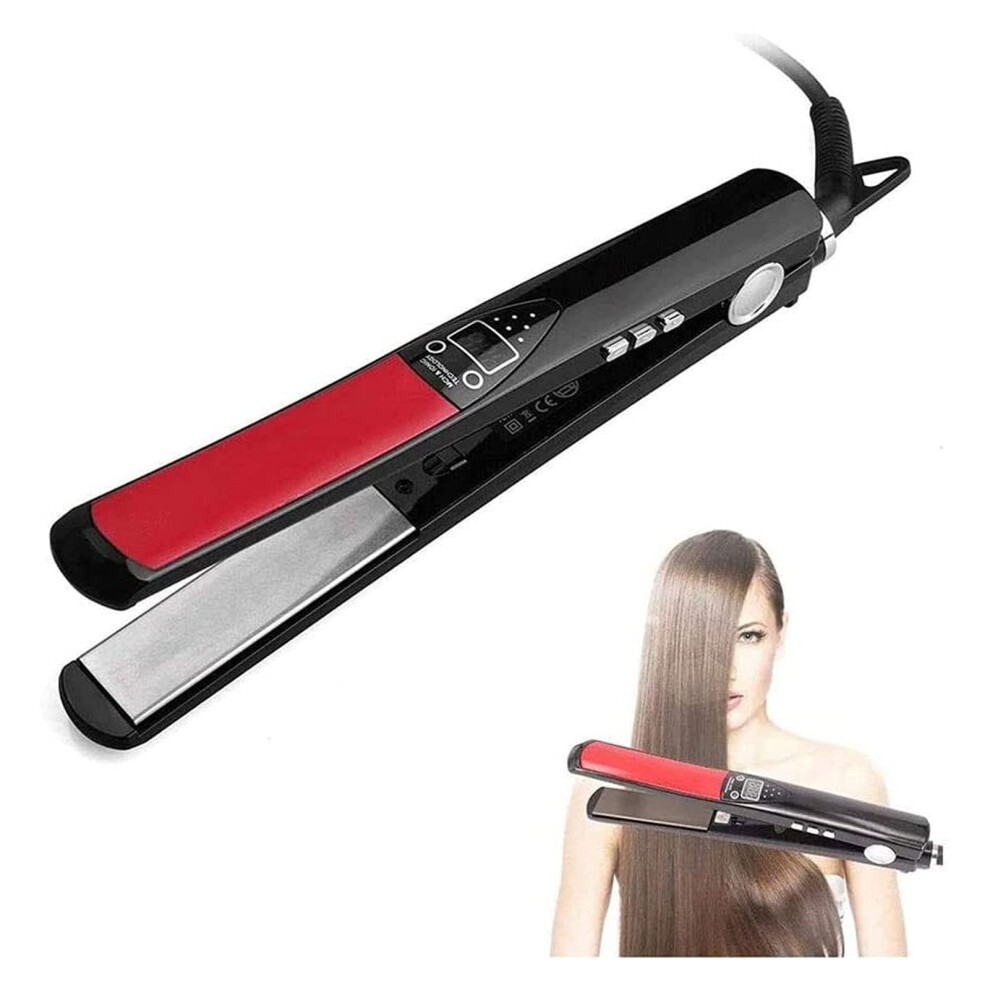 Hair Straightener Brush 15s Fast Heating Anti Frizz Smooth Finish with Temperature Memory Lock and Auto Shutoff