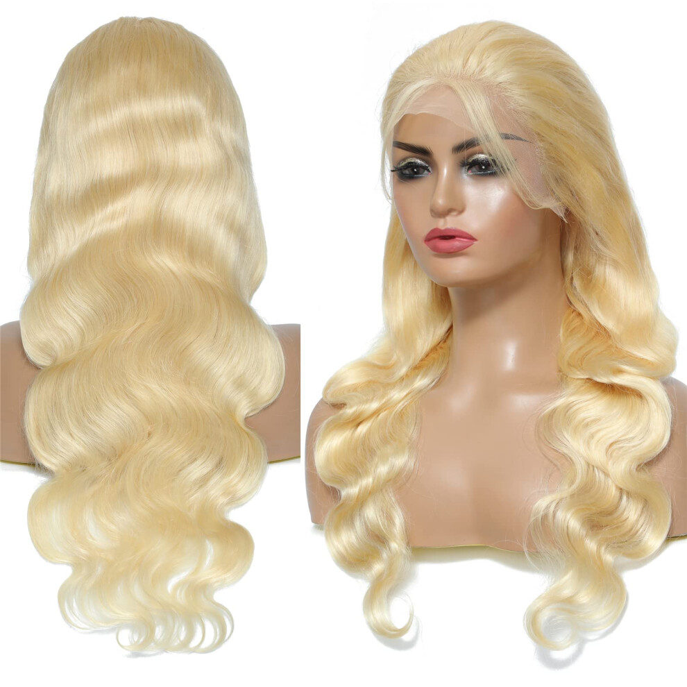 Blonde 613 Body Wave HD Lace Front Wig 28inch Brazilian Virgin Human Hair Pre Plucked Natural Hairline
