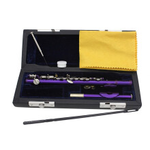 16 Key C Piccolo Flute for Beginners, Nickel Plated with Case, Easy Play and Reliable Tone (Purple)