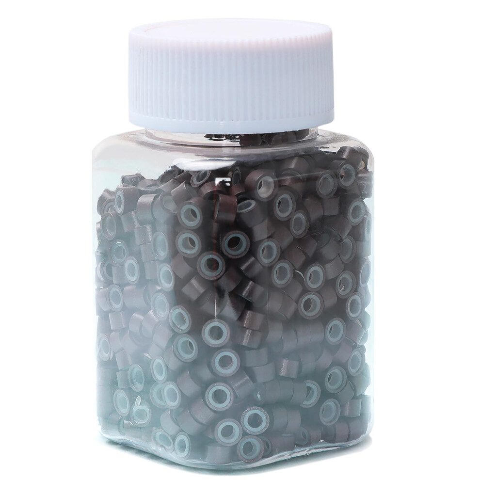 Unisex Brown 1000Pcs Dark 5Mm Silicone Lined Micro Link Beads For IâTip Hair Extensions, Secure Grip
