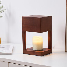 Candle Wax Warmer Lamp with Dimmable Light Wood SemiOpen Design for Melting Scented Candles and Wax Melts