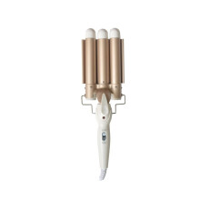 Professional 3 Barrel Hair Waver Iron for Long Hair with Adjustable Heat, Ceramic Gold Styling Tool