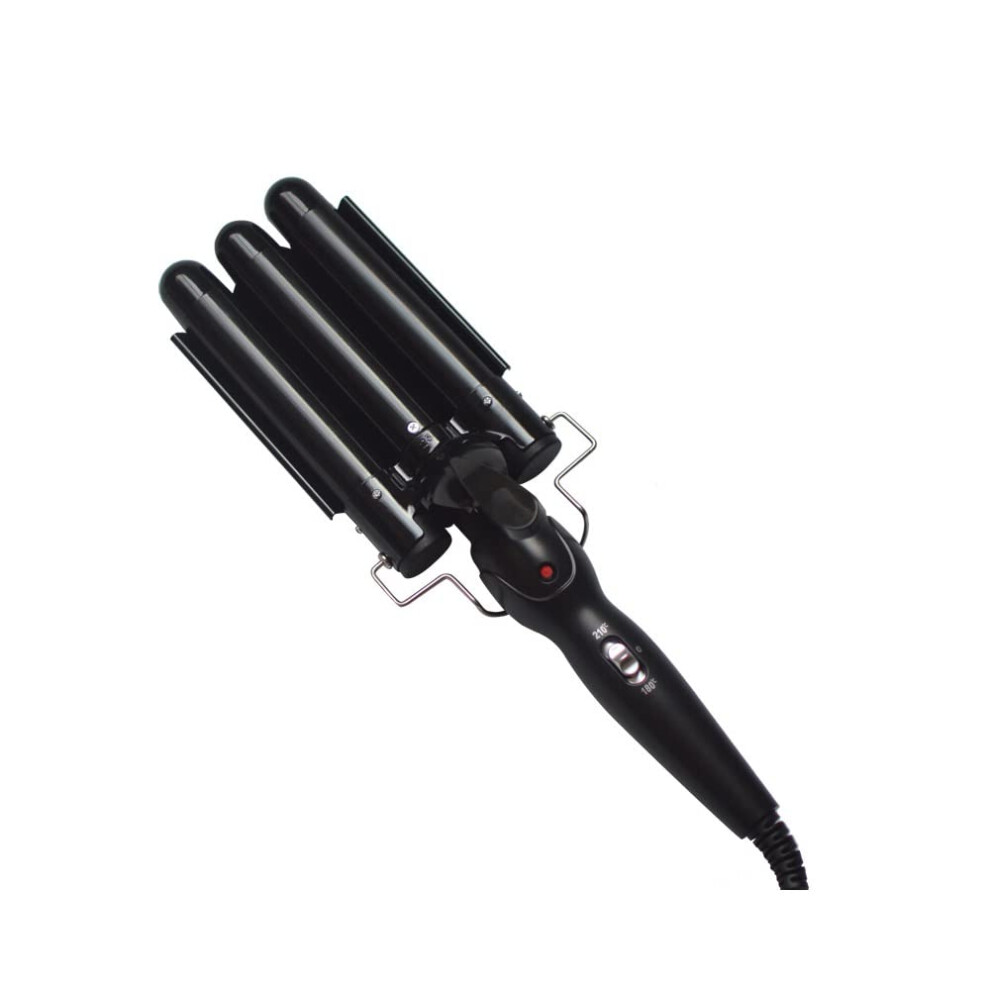 Black Xiaojialin 3 Barrel Hair Waver For Long Hair, Professional Curling Wand With Triple Ceramic Barrels And Adjustable Heat,