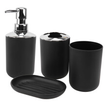 Matte Black Bathroom Accessories Set with Toothbrush Holder and Mouthwash Cup, Easy Clean