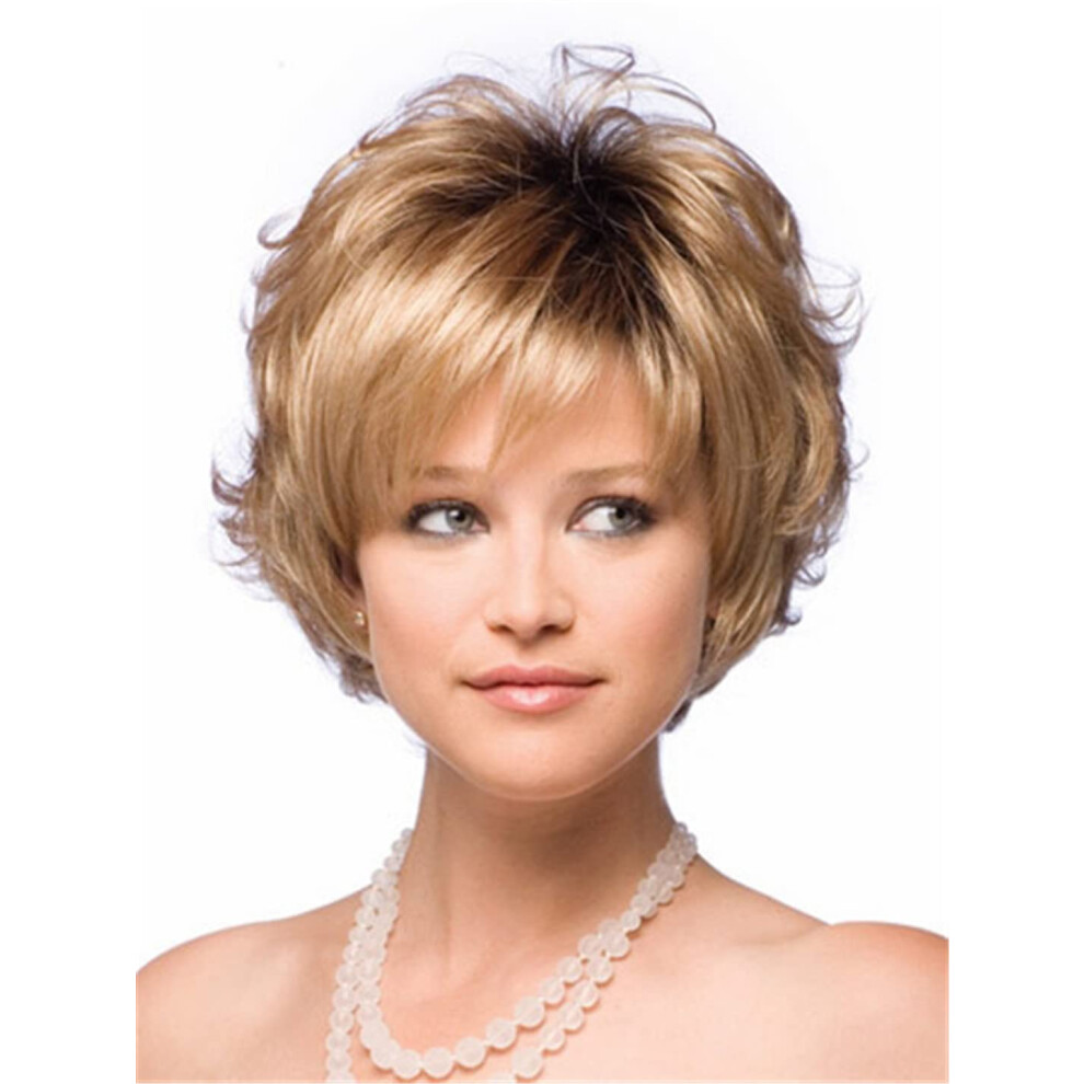 Blonde Short Wig for Women Natural Appearance Synthetic Curly Wig with Comfortable Adjustable Fit