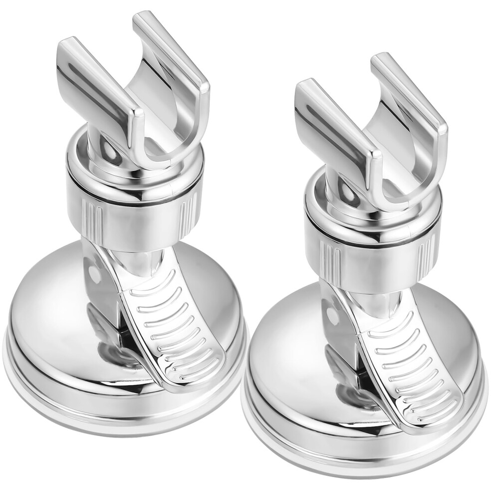 2Pcs Adjustable Angle Shower Head Holder With Suction Wall Mount Electroplated Finish For Bathroom 9174973411062