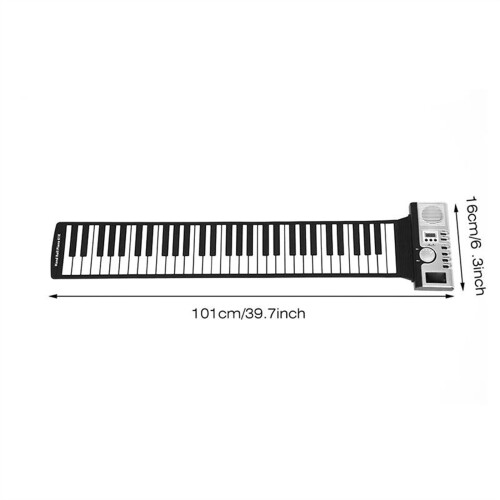 Portable Electronic Piano 61 Keys Foldable Silicone Keyboard with 128 Tones and Recording Function 2