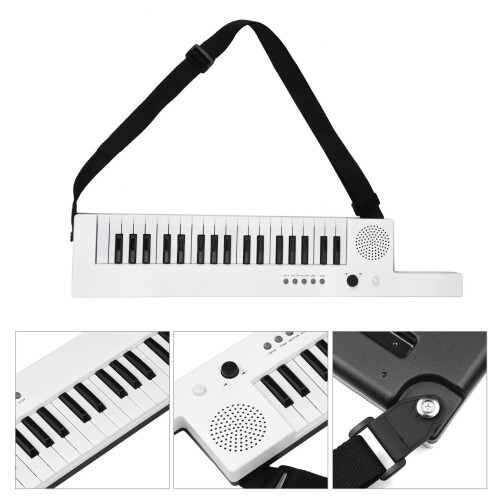 37 Key Electronic Keyboard Piano with Microphone, GuitarShaped Design, BeginnerFriendly Keys 1