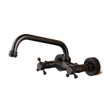 Antique Brass Bathroom Faucet Wall Mounted Hot and Cold Mixer with 360 Swivel Spout Black