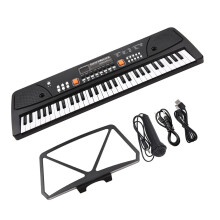 61 Key Rechargeable Electronic Keyboard Piano with Microphone, Realistic Key Response, Stereo Dual Speakers