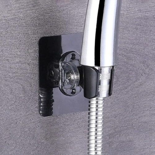 Adjustable Shower Head Holder Chrome Wall Mount Drill Strong Adhesive Bathroom Bracket 1