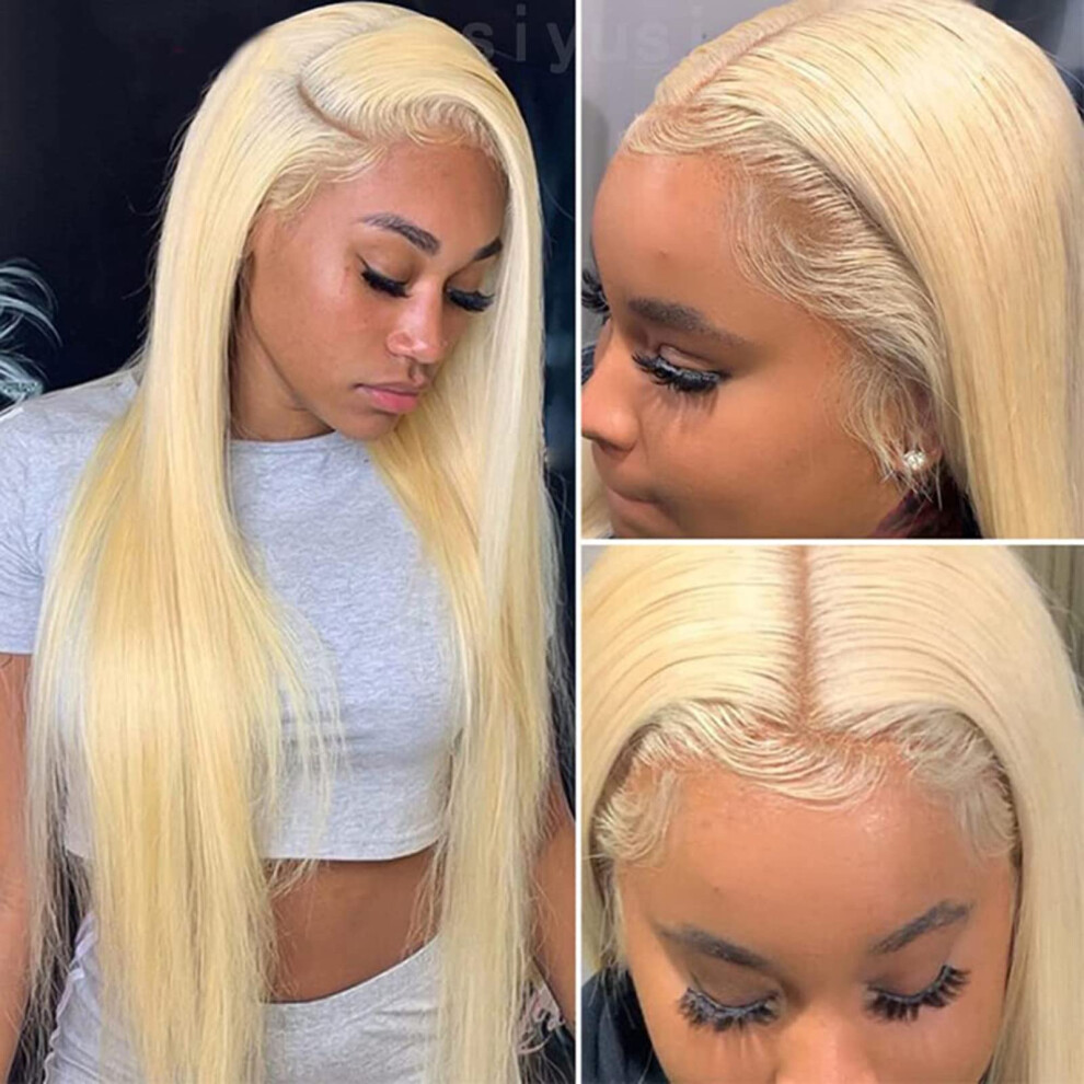 Unisex Blonde Human Hair Wig Pre Plucked Hairline With Baby Hair For Natural Look