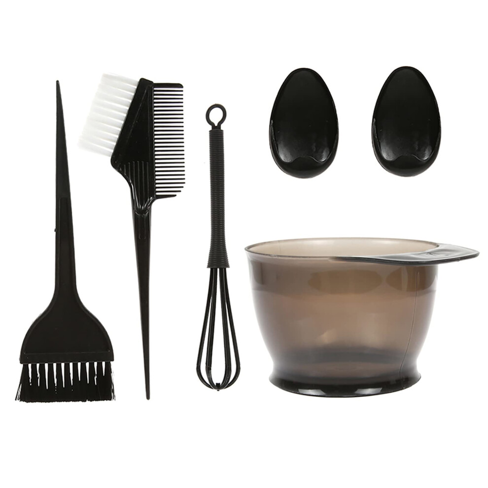 Black 5Pcs Hair Dye Brush And Bowl Set For Even Color Application, Reusable EasyâClean Coloring Kit