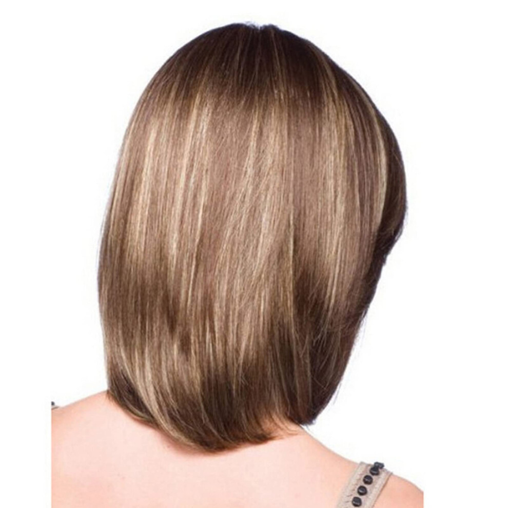 Unisex Brown Gradient Bob Wig With Oblique Bang, Synthetic Lace Front For Women Cosplay Party