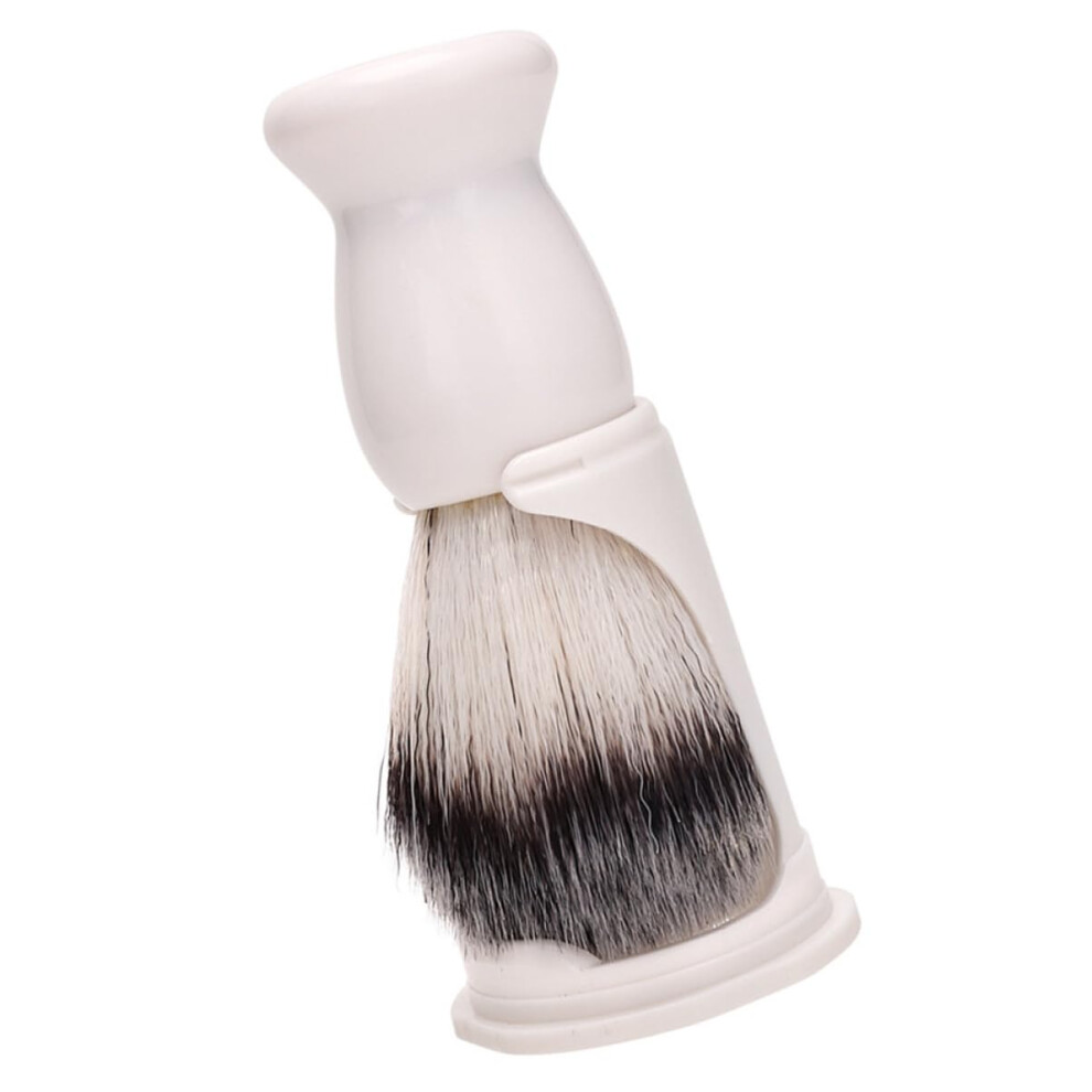 White Shaving Brush And Beard Brush With Stand For Men, Hair Salon Duster, Gentle Massage,