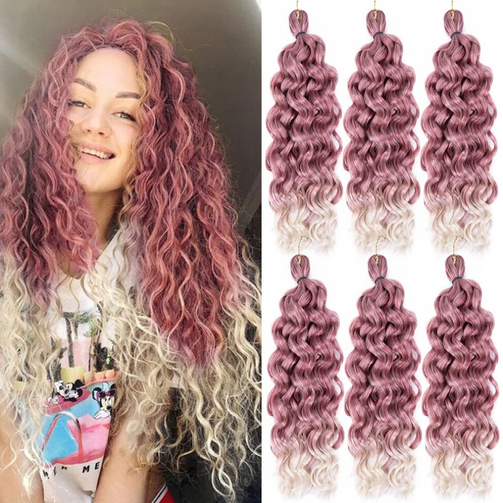 Unisex Black Ombre Ocean Wave Crochet Braiding Hair 18 Inch Hawaii Curl T530/613 For Women