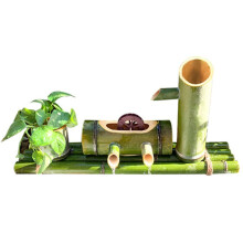 Bamboo Water Fountain Handcrafted Garden Water Feature Bird Bath Zen Decor 80cm Green