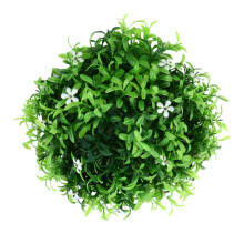 Artificial Topiary Balls with White Flowers, Vibrant Greenery Hanging Faux Boxwood for Indoor Outdoor Decor 26x26cm