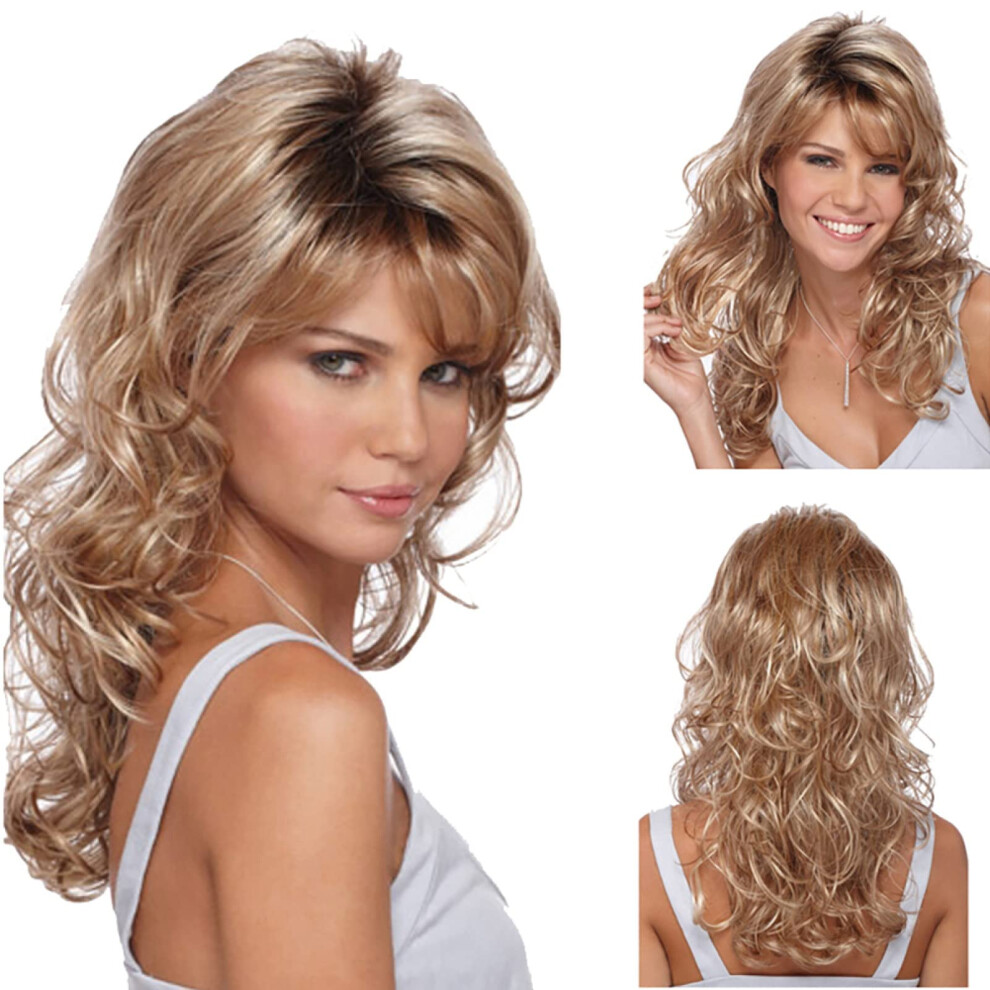 Unisex Golden Women's Long Curly Wig With Instant Glamorous Curls, 65Cm Wavy Cosplay, Heat Resistant