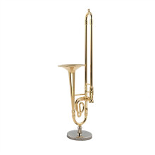 Mini Trombone Model 30cm Brass Musical Instrument Decoration with Realistic Golden Finish
