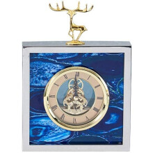 Luxury Metal and Agate Mantel Clock with Silent Movement for Modern Desk and Living Room Decor