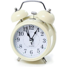 Metal Twin Bell Alarm Clock 3 Inch Silent Retro Style with LED Night Light for Bedroom