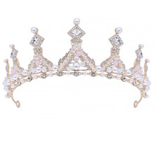 Rose Gold Crystal Tiara for Women and Girls Baroque Queen Crown for Bride Party Wedding Accessories