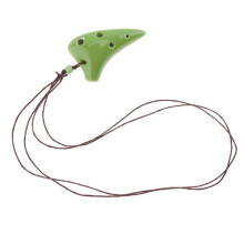 Ocarina Necklace Mini 6Hole Alto C Ceramic Flute with Neck Cord for Travel Practice Red Green