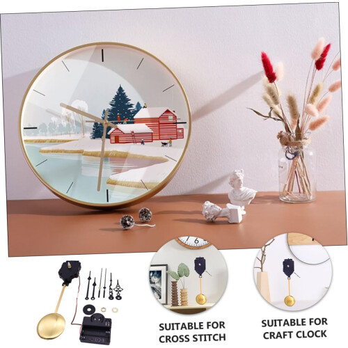 Clock Movement Kit with Pendulum, Long Shaft, Dual Hands, Easy Install for DIY Clock 1