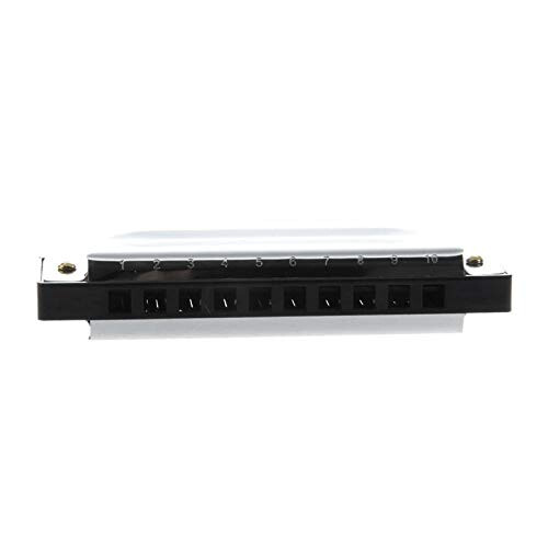 10 Hole Diatonic Harmonica Key of C, Compact Pocket Size, Silver, GiftReady for Beginners 2