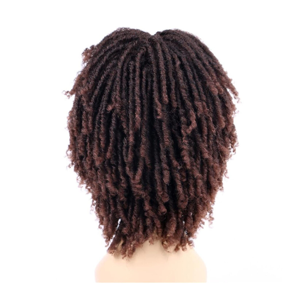 Unisex Black Synthetic Wigs Short Crochet Braid Goddess Faux Dreadlocks For Women T1b/30 Adjustable Fit