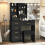 Black Dressing Desk Vanity Table LED Lights Mirror 5