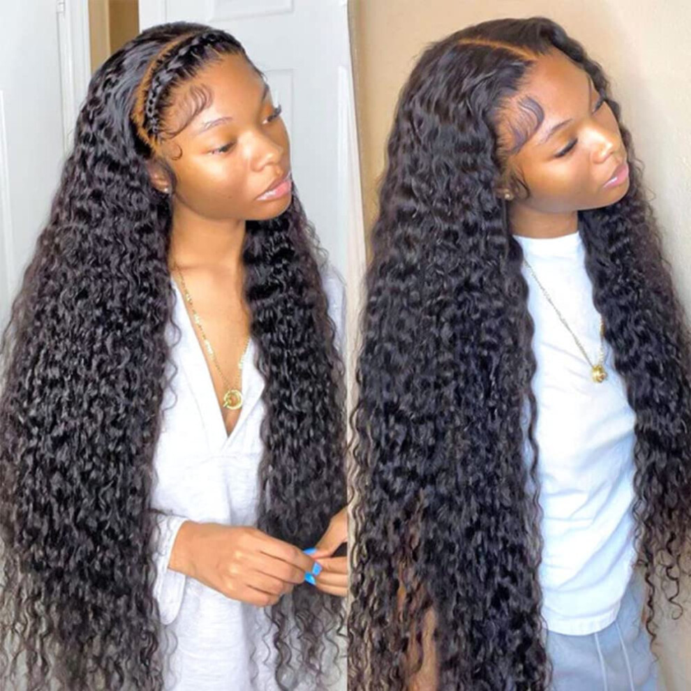 28 Inch Wet and Wavy Human Hair Wig 13x4 Glueless Lace Front Brazilian Virgin Hair 180% Density