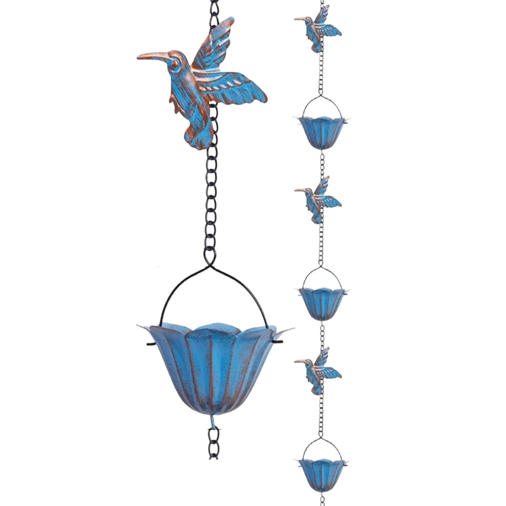 Gutter Rain Chain 8.85Ft Adjustable Rustproof Metal With 10 Cups For Downspout Replacement 9044945347746