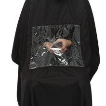 Professional Hair Cutting Cape with Clear Viewing Window, Waterproof Salon Cape, Adjustable Neck, Black 115x80cm