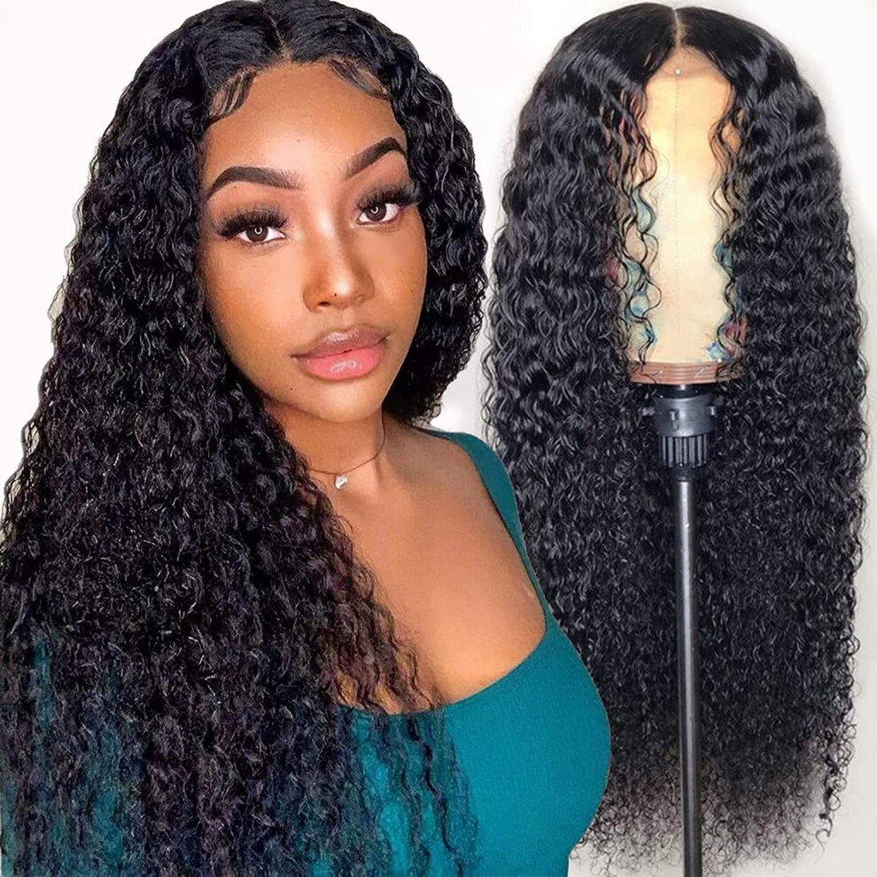 Water Wave Lace Front Wig 30 Inch Brazilian Virgin Human Hair, 4x4 Lace Closure, Wet and Wavy, 150 Density, Natural Hairline for Black Women