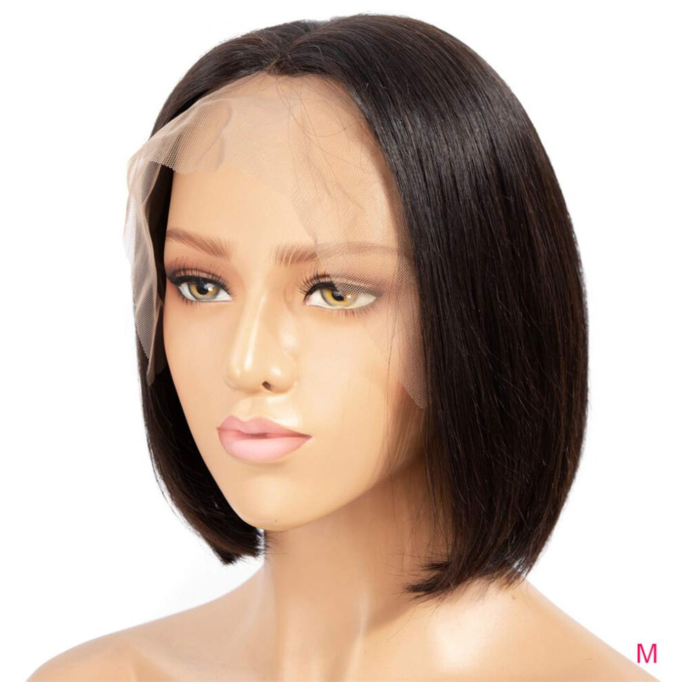 Unisex 14 Inch Synthetic Lace Front Wig 150 Density Brazilian Straight Bob With Natural Hairline