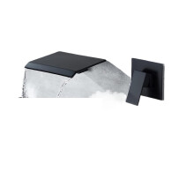 Waterfall Bathroom Sink Faucet Wall Mounted Mixer Tap with Shelf for Bathtub (Black)