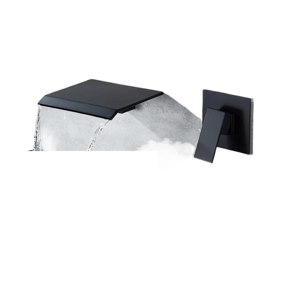 Waterfall Bathroom Sink Faucet Wall Mounted Mixer Tap With Shelf For Bathtub (Black) 9044945348552