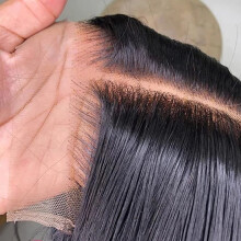 HD Lace Closure Brazilian Virgin Hair, Pre Plucked Hairline, 4x4 Transparent Straight, 12 Inch Natural Black