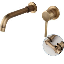 Brass Bathroom Wall Mounted Basin Faucet 360 Swivel Spout Antique Bronze Mixer Tap