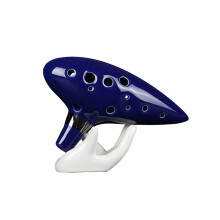 12 Hole Ceramic Alto C Ocarina Flute Professional Tuned, Cobalt Blue, Complete Kit