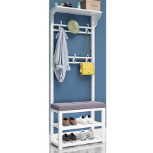 Industrial Coat Rack with Shoe Bench and 2Tier Storage Shelf for Entryway, Bedroom, Hallway