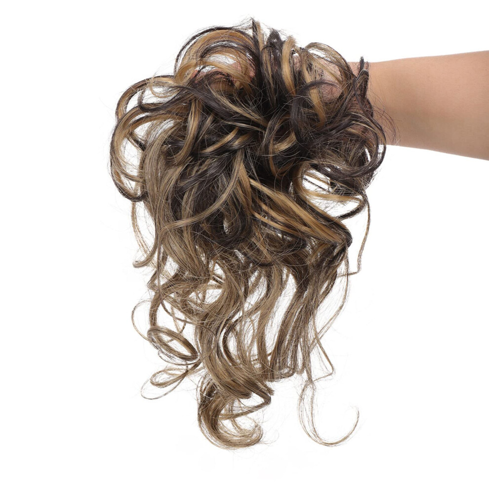 Unisex Messy Bun Hair Piece With Elastic Band, Synthetic Wavy Hair Bun Extension For Instant Volume Boost