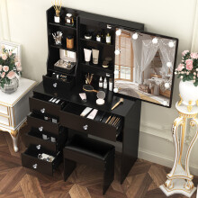 6-Drawer LED Makeup Mirror Vanity Set Dresser Desk