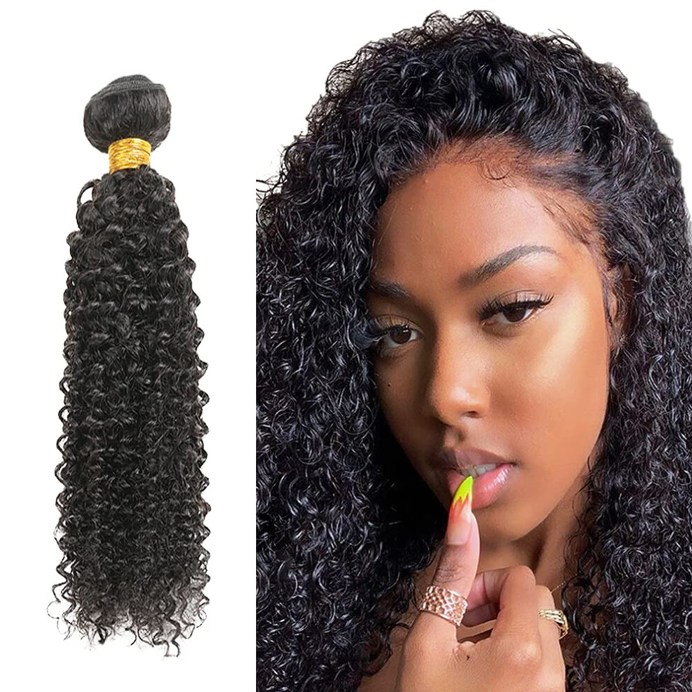 Unisex Black Brazilian Curly Human Hair Bundles 24 Inch Natural Virgin Remy Kinky Curly Weave Extensions