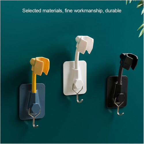 360 Adjustable Shower Head Holder Wall Mounted Bracket with Hook No Drill Easy Installation BlueYellow 2